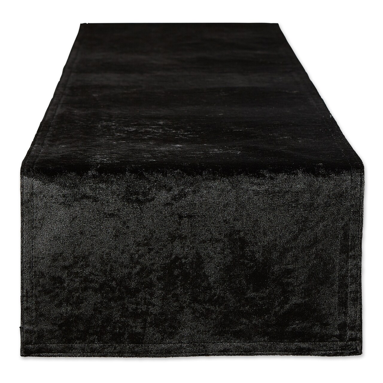 Contemporary Home Living Solid Rectangular Velvet Table Runner - 72" - Black